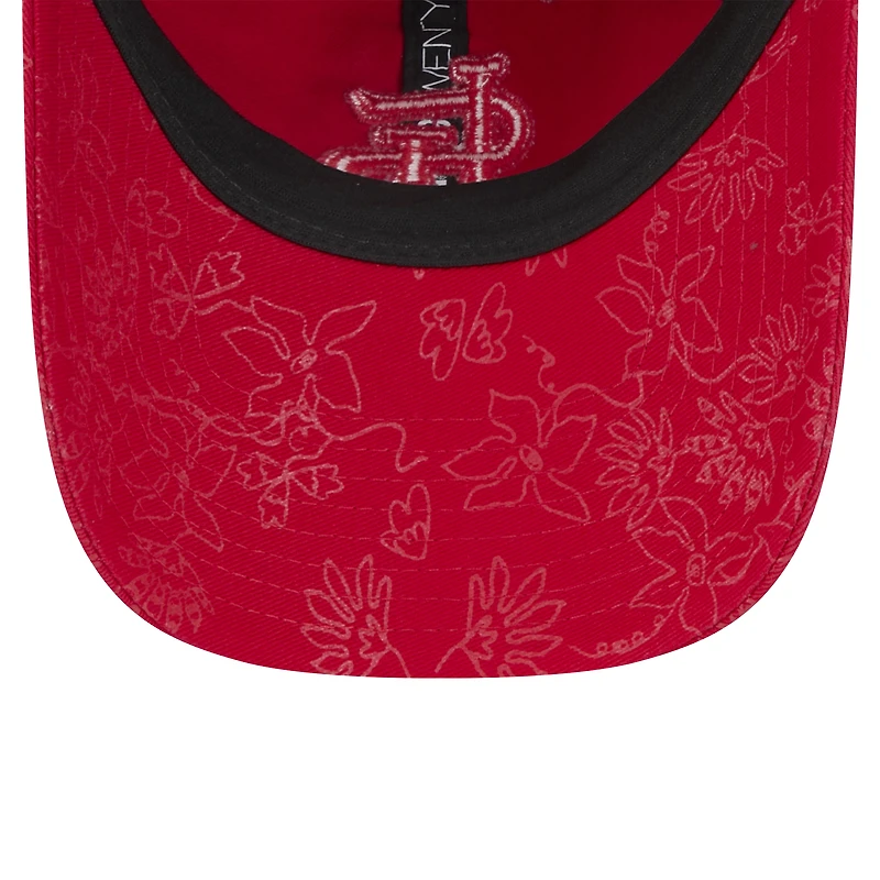 Casquette ajustable 9TWENTY à motif floral ton sur ton pour femme des Cardinals de St. Louis de New Era
