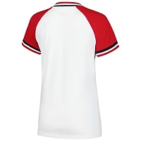 T-shirt à col en V raglan double reliure jersey New Era blanc St. Louis Cardinals pour femme