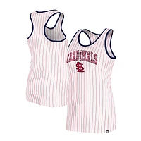 Débardeur blanc à dos nageur fines rayures et sequins New Era pour femme des St. Louis Cardinals
