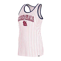 Débardeur blanc à dos nageur fines rayures et sequins New Era pour femme des St. Louis Cardinals