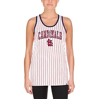 Women's New Era White St. Louis Cardinals Sequin Pinstripe Racerback Tank Top