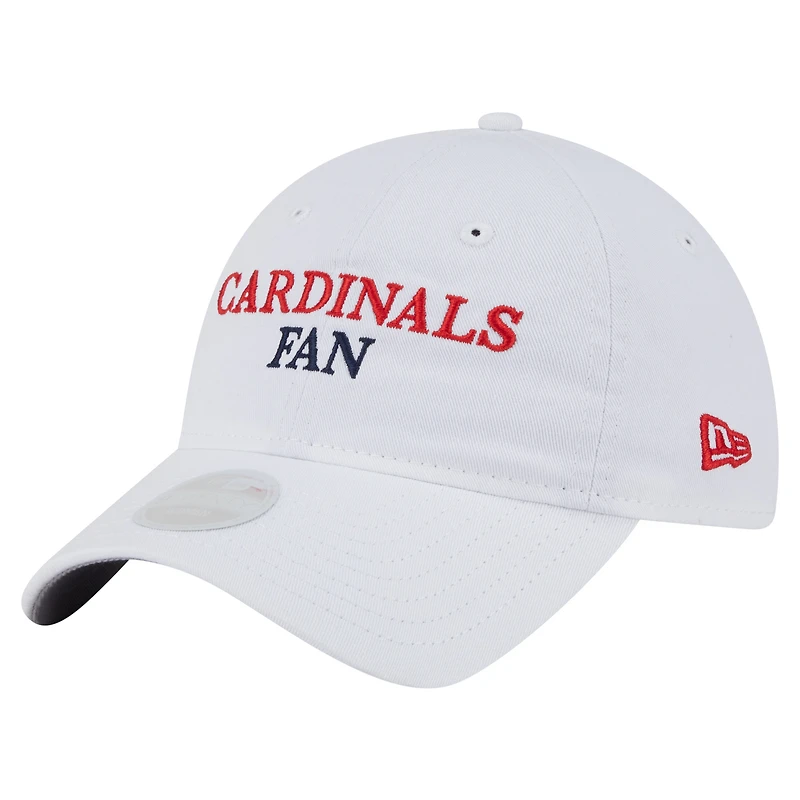 Casquette ajustable New Era blanche 9TWENTY pour femme, motif supporter des Cardinals de Saint-Louis