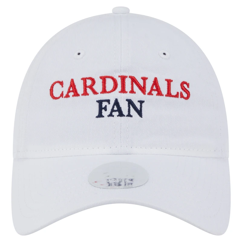 Casquette ajustable New Era blanche 9TWENTY pour femme, motif supporter des Cardinals de Saint-Louis