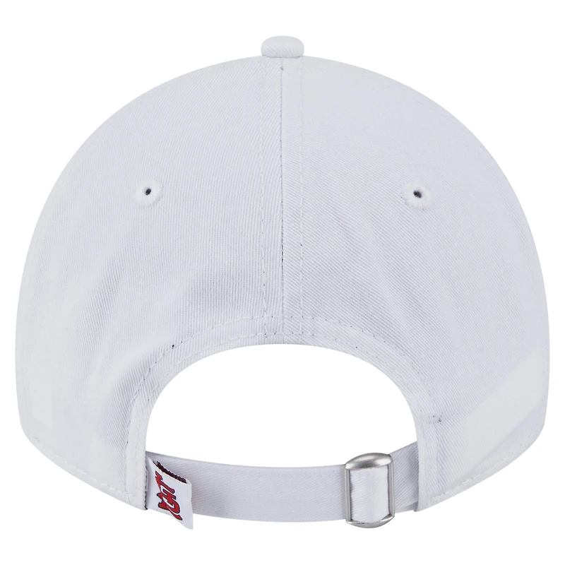 Casquette ajustable New Era blanche 9TWENTY pour femme, motif supporter des Cardinals de Saint-Louis