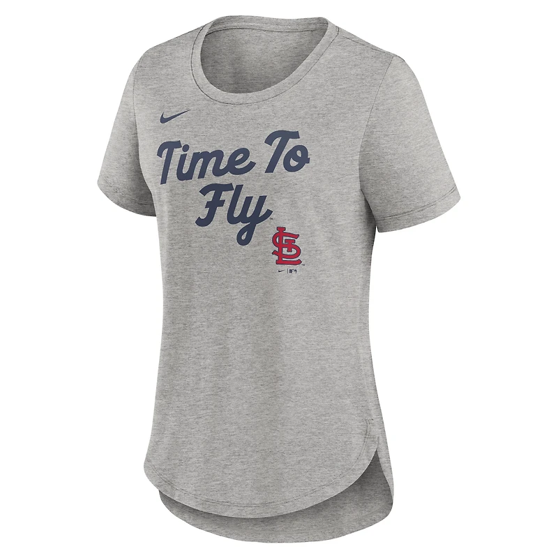T-shirt Nike gris chiné pour femme St. Louis Cardinals Script Tri-Blend