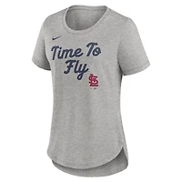 T-shirt Nike gris chiné pour femme St. Louis Cardinals Script Tri-Blend