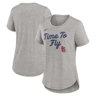 T-shirt Nike gris chiné pour femme St. Louis Cardinals Script Tri-Blend