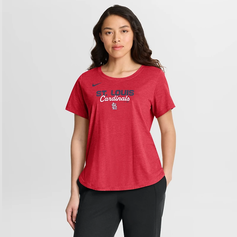 T-shirt Nike pour femme, rouge chiné, St. Louis Cardinals, en mélange de trois matières.