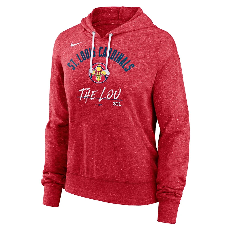 Women's Nike Heather Red St. Louis Cardinals City Connect Gym Vintage Hoodie