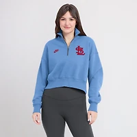 Sweat-shirt en molleton demi-zippé Nike bleu clair pour femme St. Louis Cardinals Cooperstown Collection Phoenix