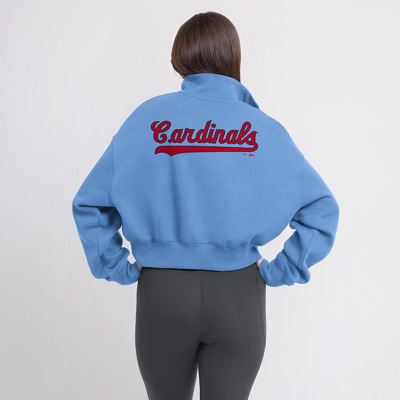 Sweat-shirt en molleton demi-zippé Nike bleu clair pour femme St. Louis Cardinals Cooperstown Collection Phoenix