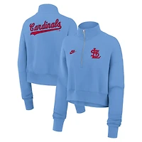 Sweat-shirt en molleton demi-zippé Nike bleu clair pour femme St. Louis Cardinals Cooperstown Collection Phoenix