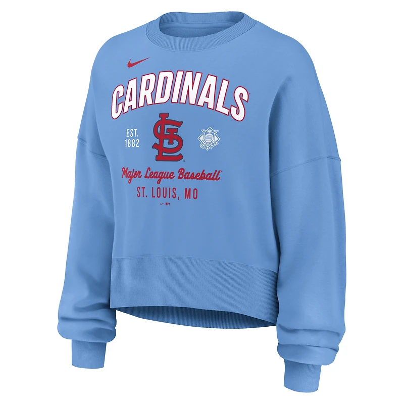 Sweat-shirt Nike bleu clair à manches longues et col montant pour femme des Cardinals de Saint-Louis
