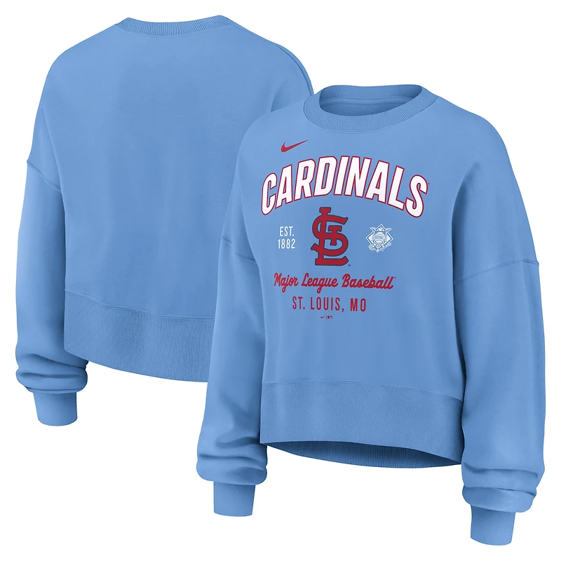 Sweat-shirt Nike bleu clair à manches longues et col montant pour femme des Cardinals de Saint-Louis