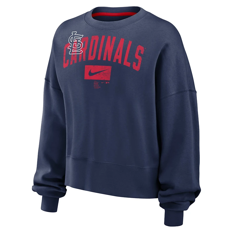Women's Nike Navy St. Louis Cardinals Oversized Cropped Pullover Sweatshirt