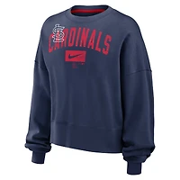 Women's Nike Navy St. Louis Cardinals Oversized Cropped Pullover Sweatshirt