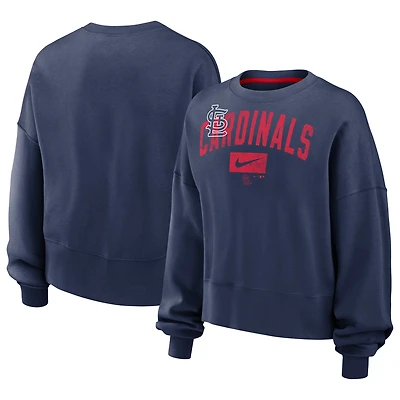 Women's Nike Navy St. Louis Cardinals Oversized Cropped Pullover Sweatshirt