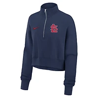 Sweat-shirt à demi-zip en polaire Nike bleu marine St. Louis Cardinals Primetime Phoenix pour femme