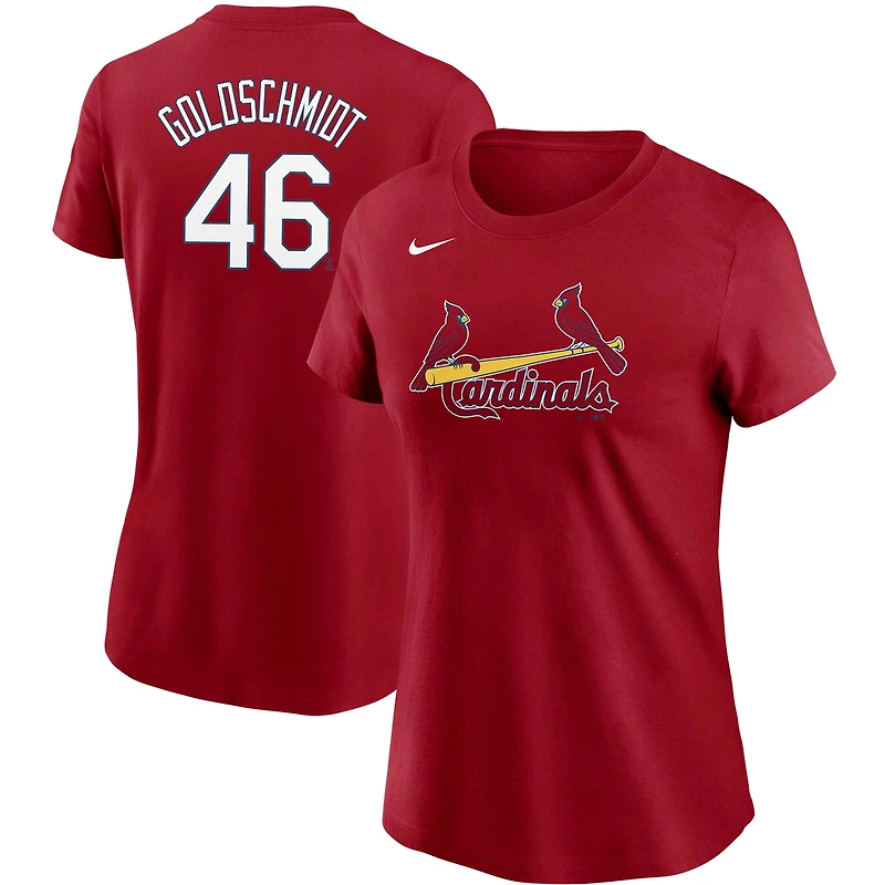 T-shirt Nike Paul Goldschmidt rouge pour femme, avec nom et numéro des Cardinals de Saint-Louis