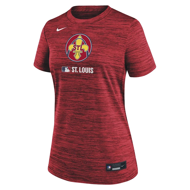 T-shirt Nike rouge pour femme des Cardinals de Saint-Louis Authentic Collection City Connect Velocity Dri-FIT