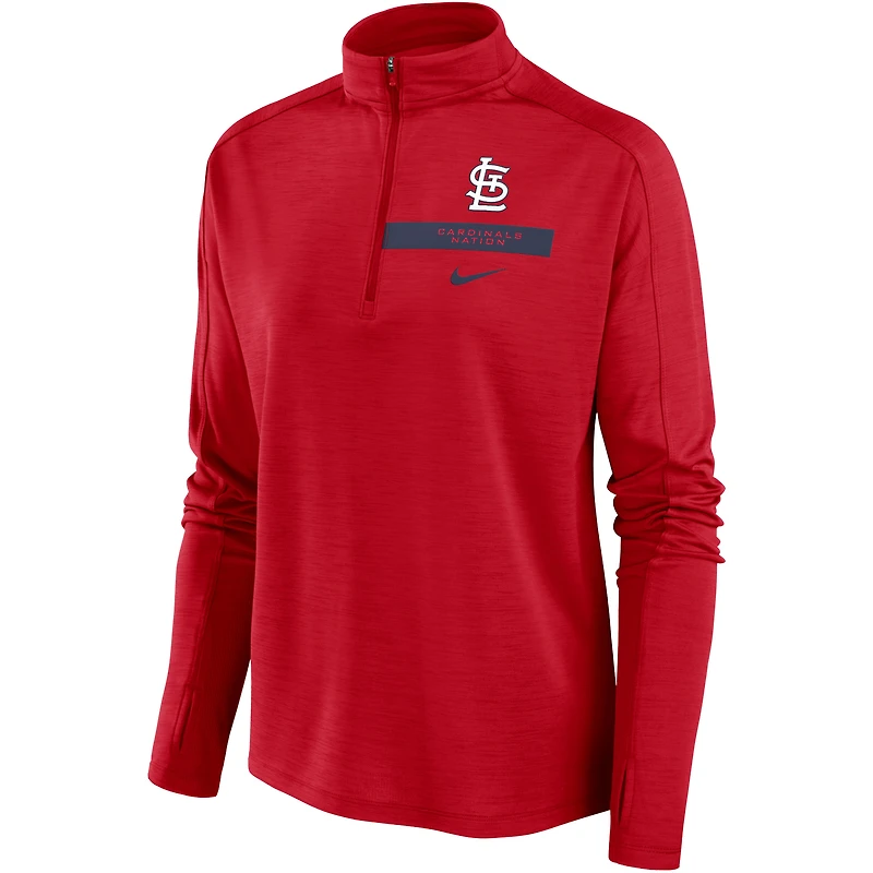 Women's Nike Red St. Louis Cardinals Primetime Local Touch Pacer Quarter-Zip Top