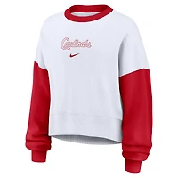 Sweat-shirt polaire oversize Nike blanc et rouge pour femme, modèle St. Louis Cardinals.