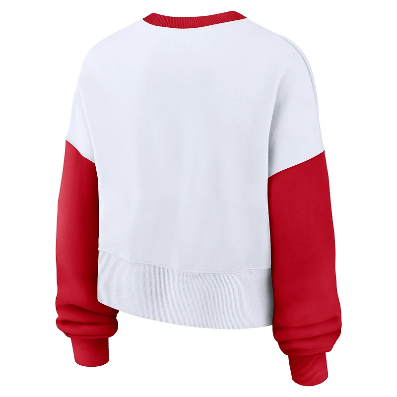 Women's Nike White/Red St. Louis Cardinals Oversized High Hip Fleece Sweatshirt