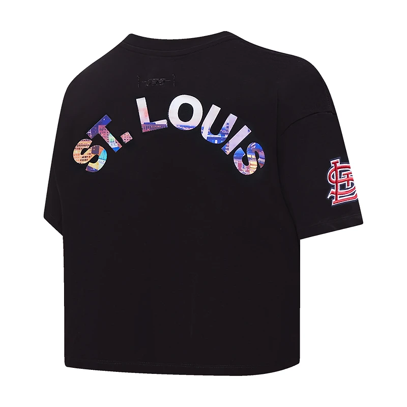 Women's Pro Standard Black St. Louis Cardinals Cityscape Boxy T-Shirt