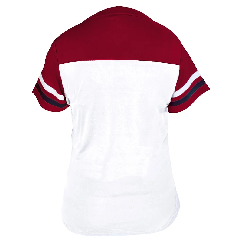 Women's Profile White/Red St. Louis Cardinals Plus Two-Stripe V-Neck T-Shirt