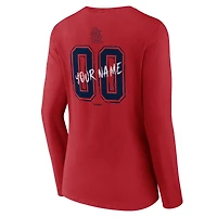 T-shirt à manches longues et col en V personnalisé avec nom numéro des Cardinals de Saint-Louis (rouge)