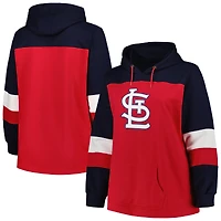 Women's Red St. Louis Cardinals Plus Colorblock Pullover Hoodie