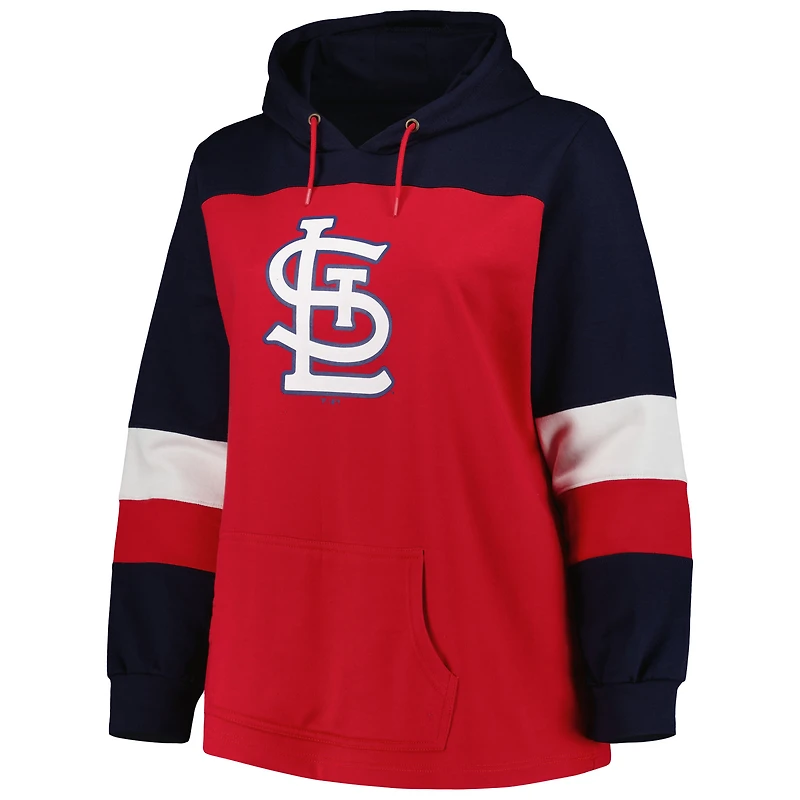 Women's Red St. Louis Cardinals Plus Colorblock Pullover Hoodie