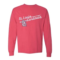 Women's Soft as a Grape  Red St. Louis Cardinals Pigment Dye Long Sleeve T-Shirt