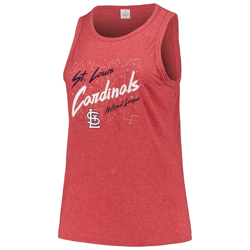 Women's Soft as a Grape Red St. Louis Cardinals Plus Curvy High Neck Tri-Blend Tank Top