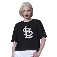 T-shirt court noir pour femme, coupe carrée, motif Saint-Graal des Cardinals de Saint-Louis