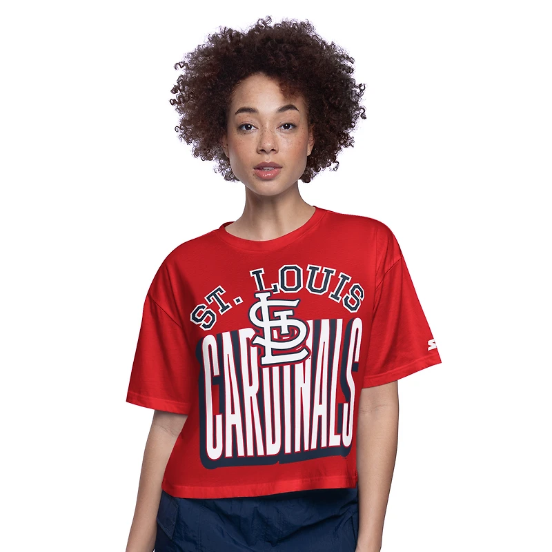T-shirt court et carré rouge pour femme St. Louis Cardinals Play the Ball
