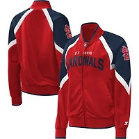 Women's Starter Red St. Louis Cardinals Touchdown Raglan Full-Zip Track Jacket