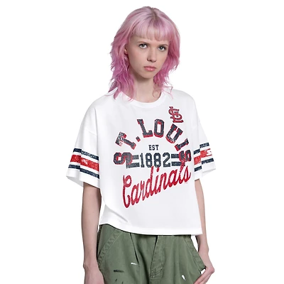 Women's Starter  Light Blue St. Louis Cardinals Cropped Hurry Up Offense T-Shirt