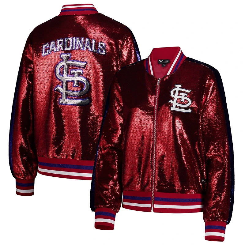 Women's The Wild Collective Red St. Louis Cardinals Sequin Full-Zip Bomber Jacket