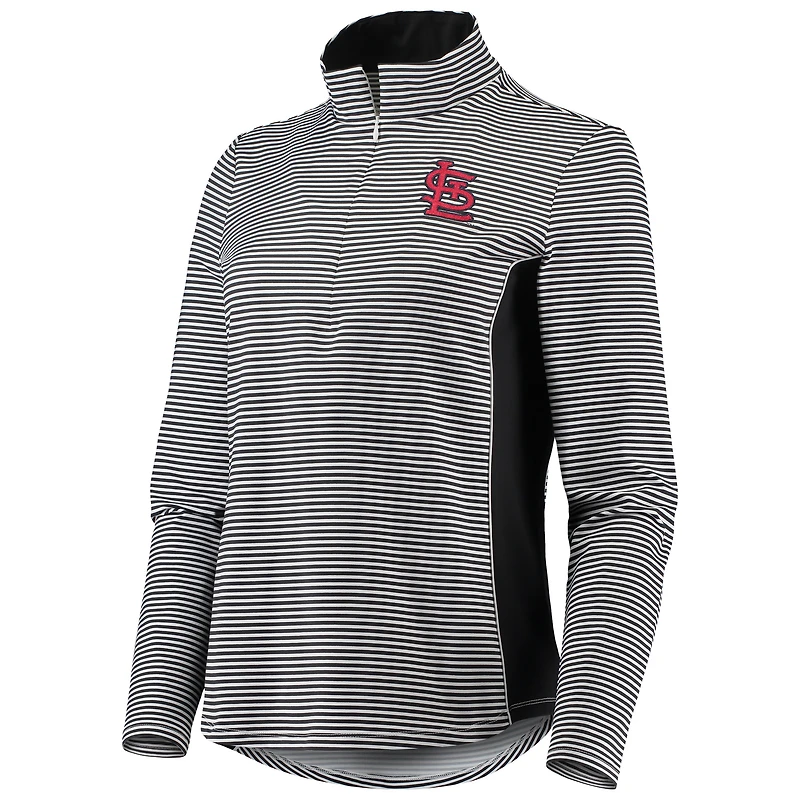 Women's Tommy Bahama Black St. Louis Cardinals Aubrey Stripe Block IslandZone Half-Zip Jacket