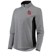 Women's Tommy Bahama Black St. Louis Cardinals Aubrey Stripe Block IslandZone Half-Zip Jacket