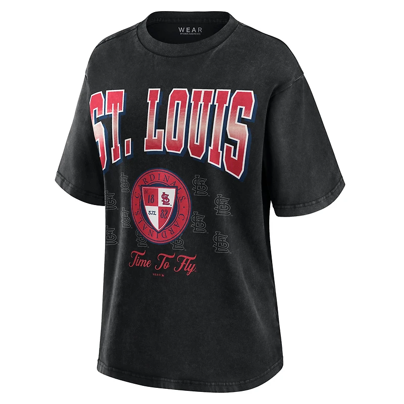 Women's WEAR by Erin Andrews Black St. Louis Cardinals Oversized Boyfriend T-Shirt