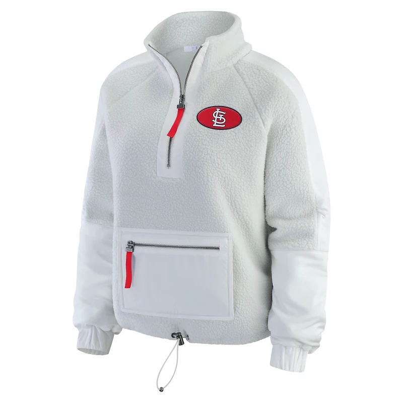 Women's WEAR by Erin Andrews Gray St. Louis Cardinals Polar Fleece Quarter-Zip Jacket