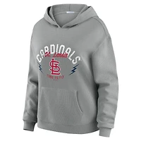 Women's WEAR by Erin Andrews Gray St. Louis Cardinals Waffle-Knit Long-Sleeve Hoodie & Lounge Pant Set