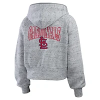 Sweat à capuche court en polaire moucheté gris chiné avec fermeture éclair complète pour femme WEAR by Erin Andrews des Cardinals de St. Louis