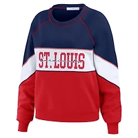 Sweat-shirt à col rond WEAR by Erin Andrews pour femmes, bleu marine/rouge, St. Louis Cardinals