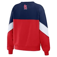 Women's WEAR by Erin Andrews Navy/Red St. Louis Cardinals Color Block Crew Neck Pullover Sweatshirt