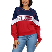 Sweat-shirt à col rond WEAR by Erin Andrews pour femmes, bleu marine/rouge, St. Louis Cardinals