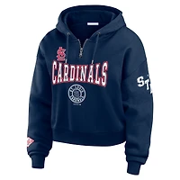 Women's WEAR by Erin Andrews Navy St. Louis Cardinals  Patch Quarter-Zip Hoodie