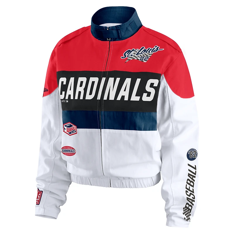Veste zippée rouge/blanche pour femme WEAR by Erin Andrews des Cardinals de Saint-Louis Racing